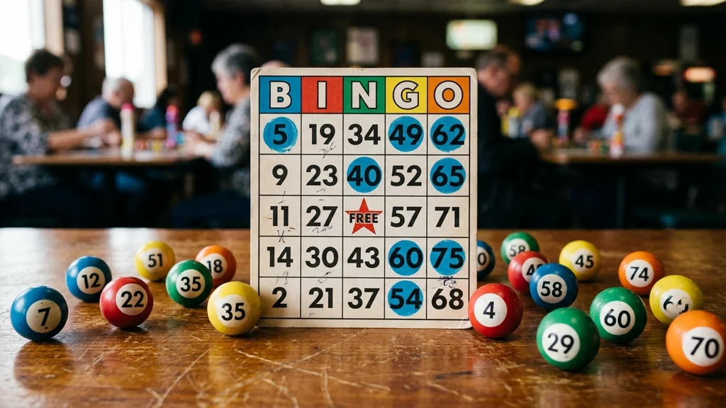 Cartela clássica de bingo com 75 bolas e grade 5x5 B-I-N-G-O